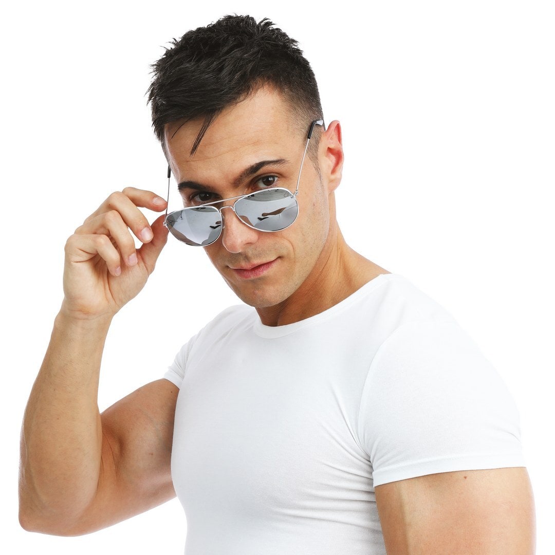 Lunettes aviateur miroir grises — vue 6
