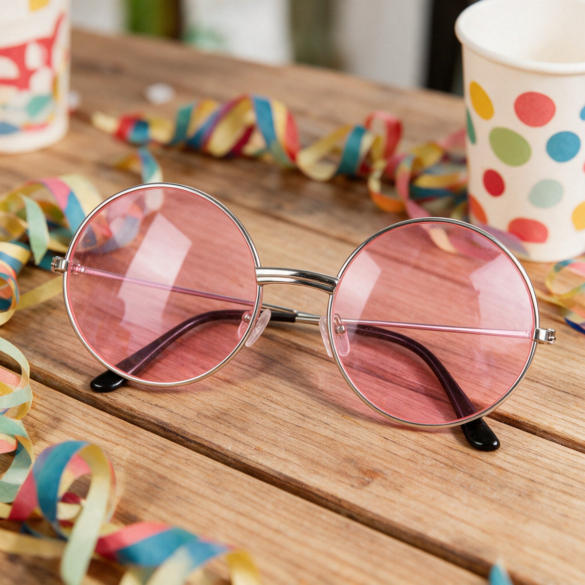 Lunettes hippie géantes roses, grand modèle