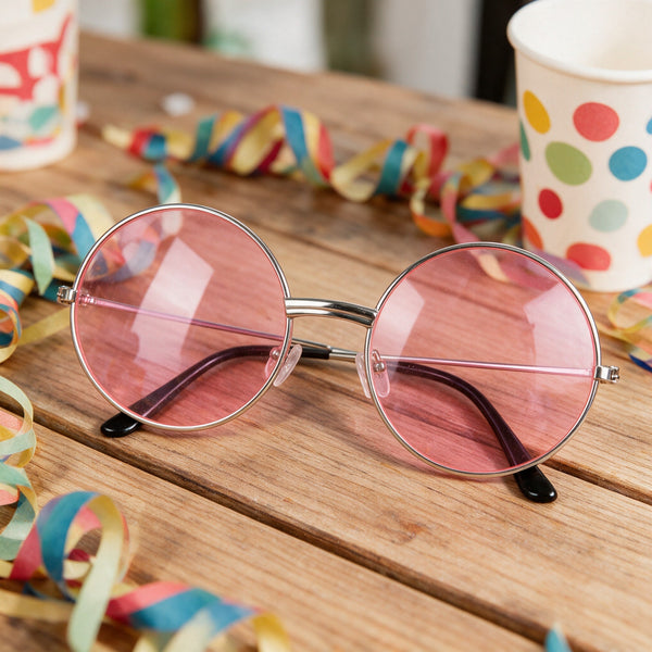 Lunettes hippie géantes roses, grand modèle