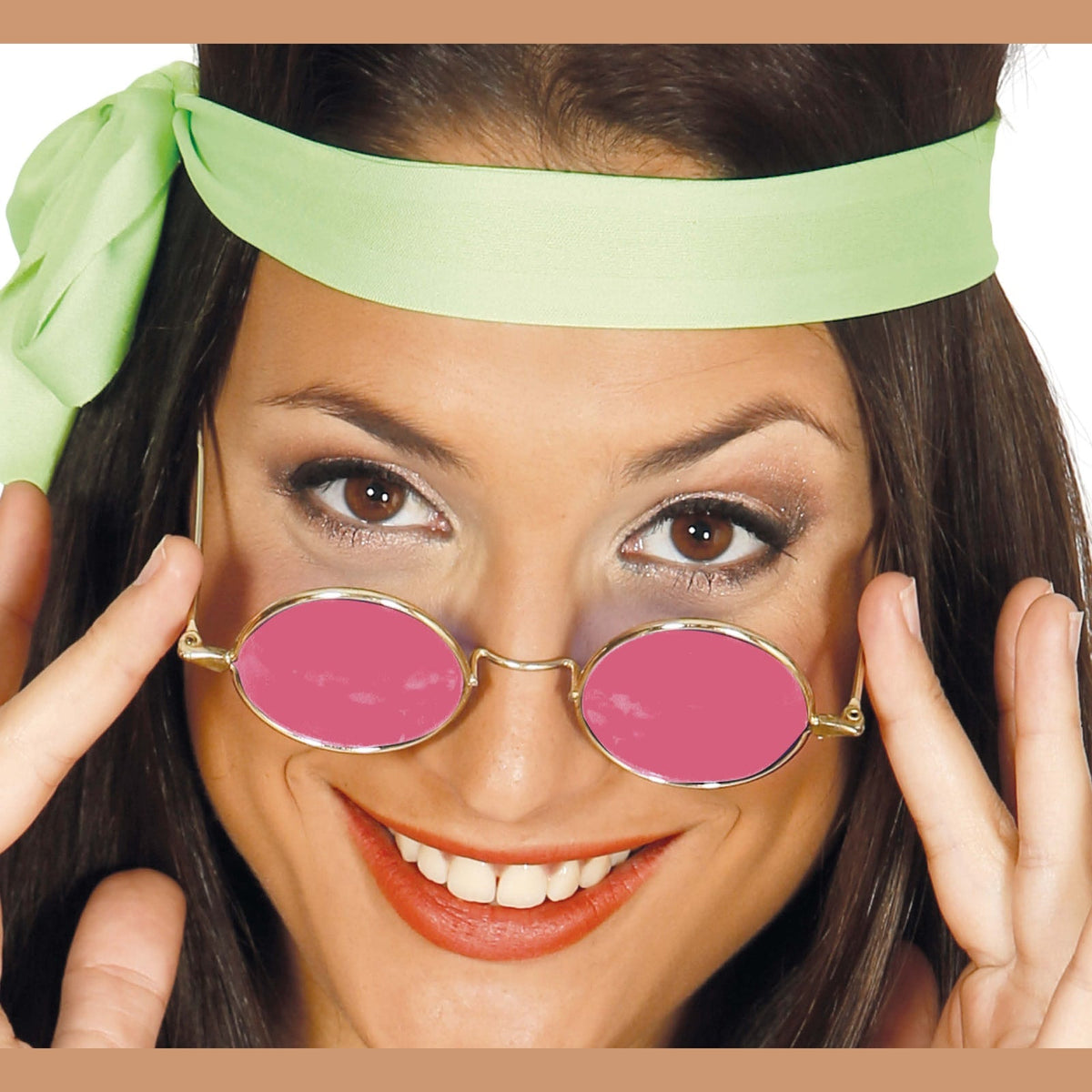 Lunettes hippie rondes, bleu ou rose — vue 2