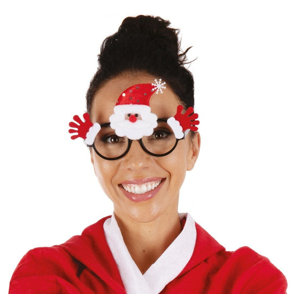 Lunettes de Père Noël avec figurine, visage et mains