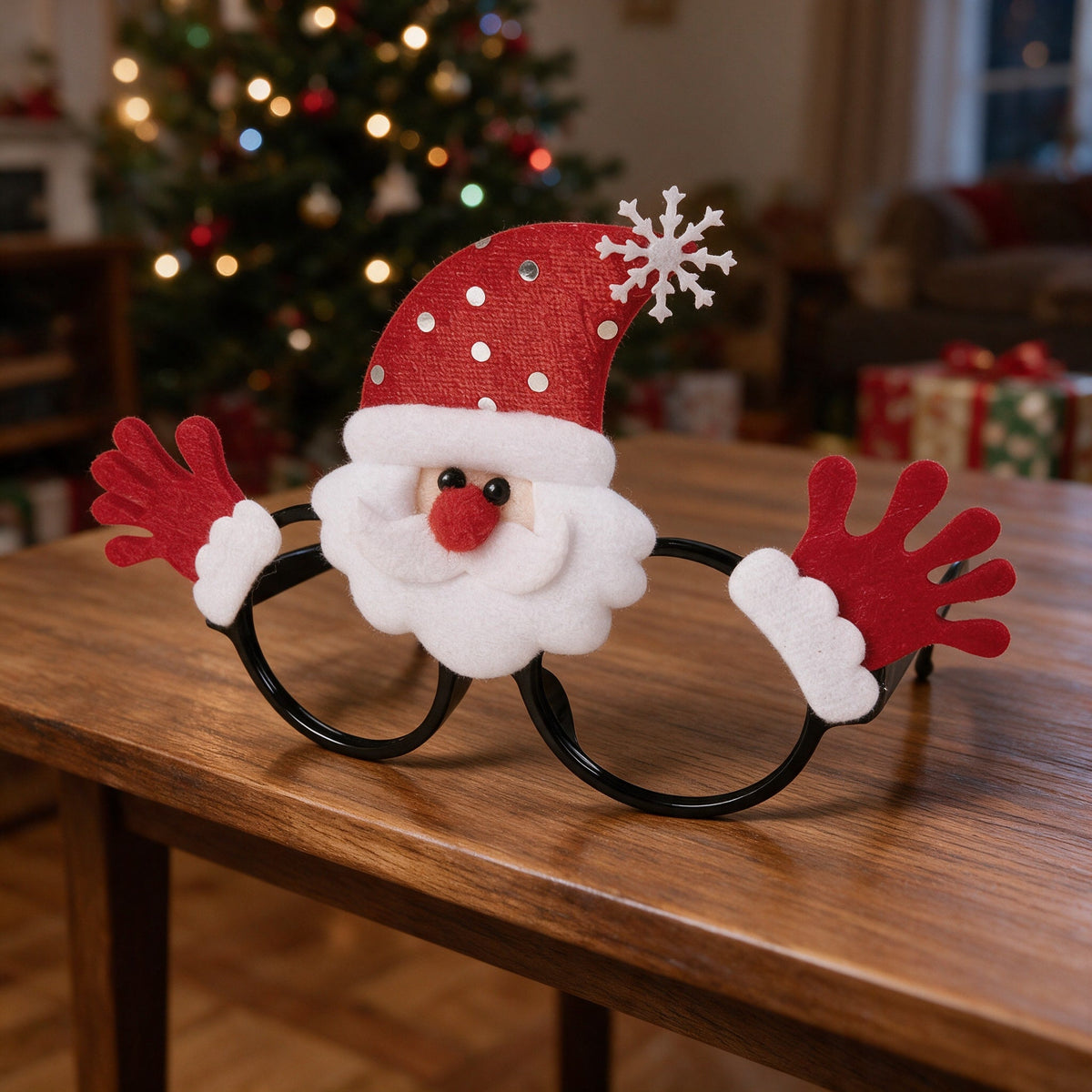 Lunettes de Père Noël avec figurine, visage et mains