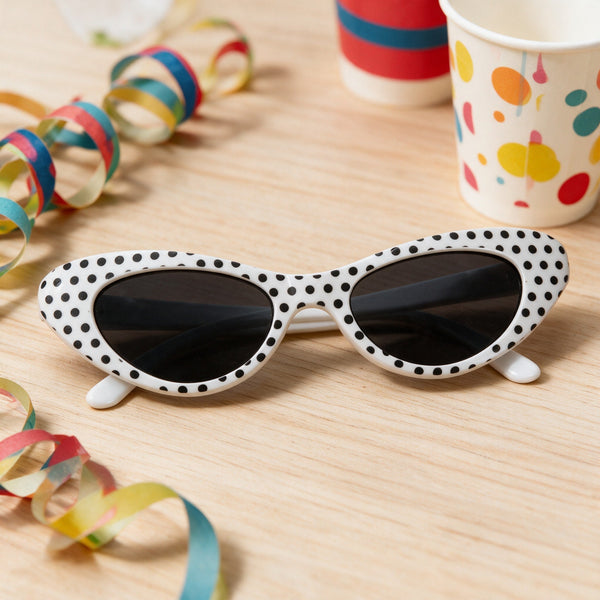 Lunettes à pois style années 60, noires ou blanches