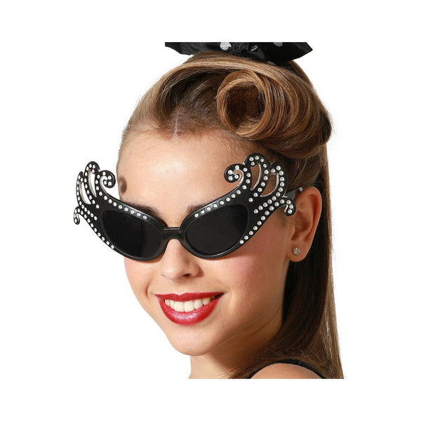Lunettes de star noires à strass