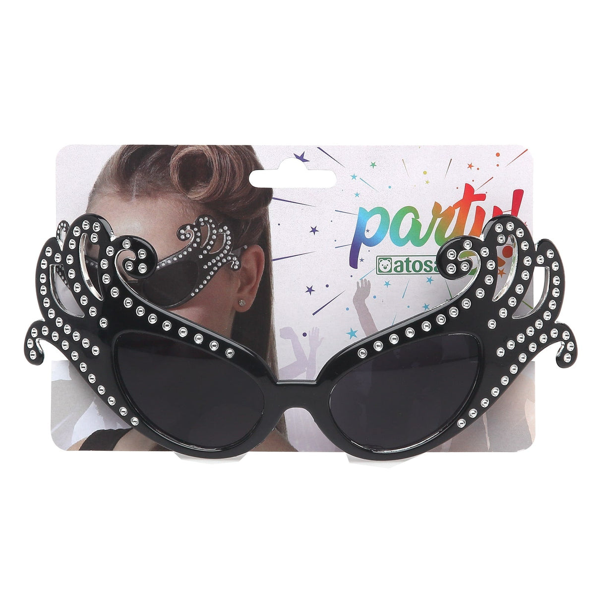 Lunettes de star noires à strass — vue 2