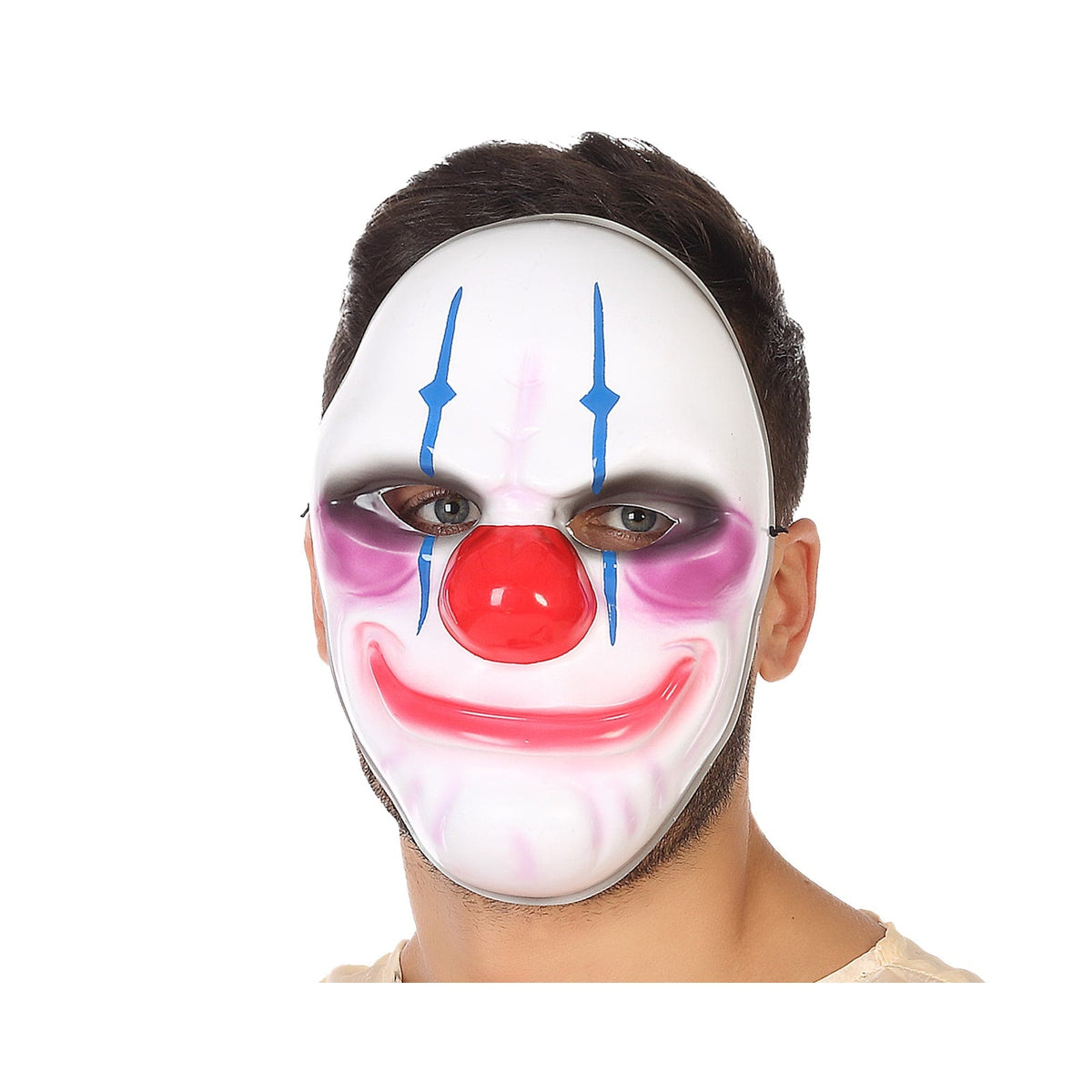 Masque de clown blanc à nez rouge