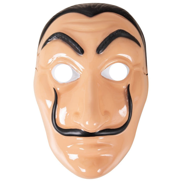 Masque de Dalí adulte en plastique, moustache peinte