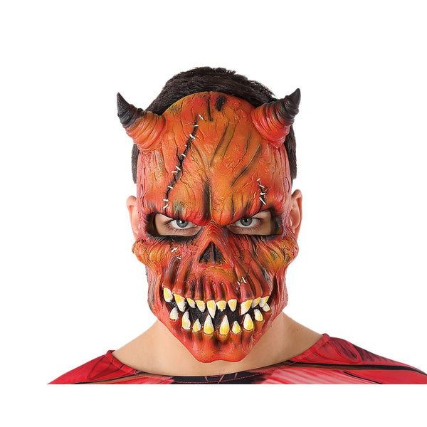 Masque de démon orange à cornes