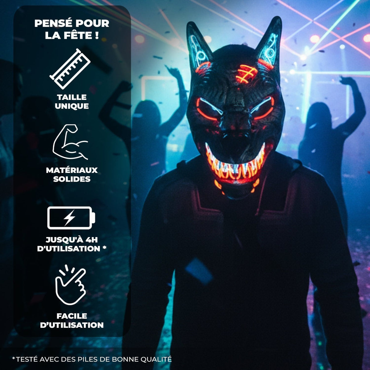 Masque lumineux LED de loup — vue 4