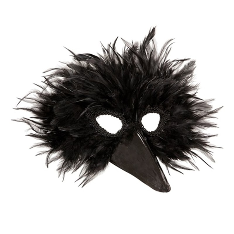 Masque d'oiseau à plumes, jaune ou noir — vue 2