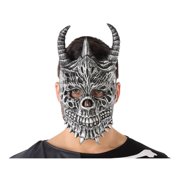 Masque de squelette argenté à cornes