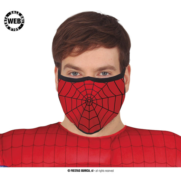 Masque en tissu toile d'araignée rouge