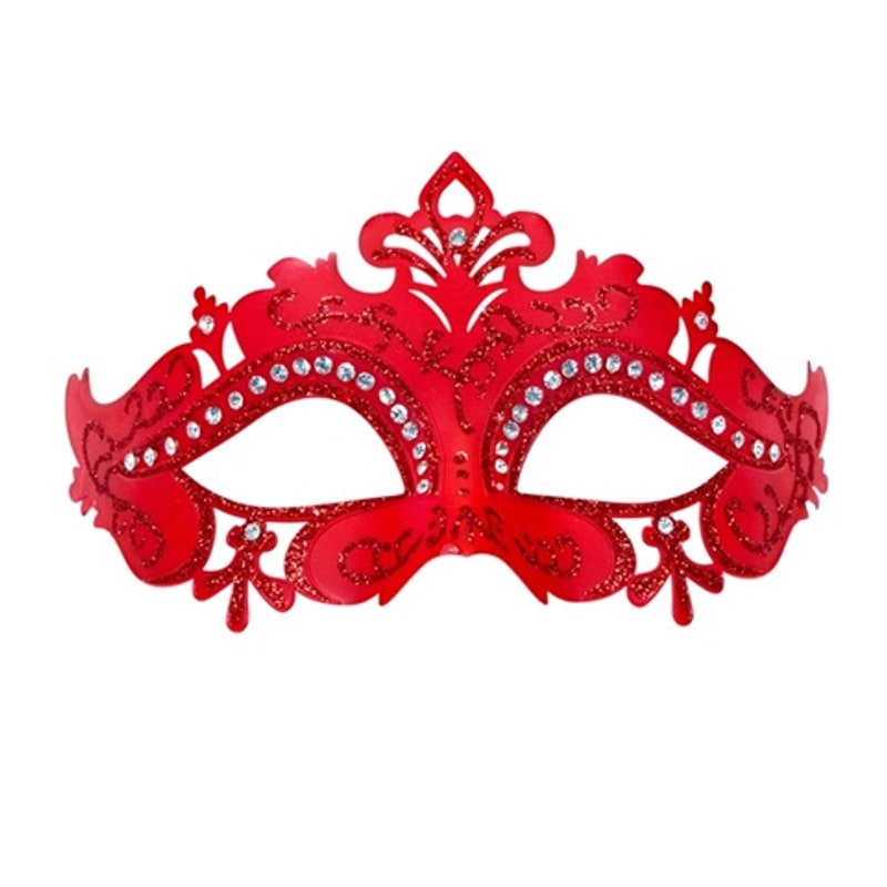Masque vénitien rouge à strass