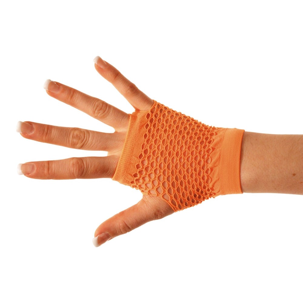 Mitaines résille fluo orange