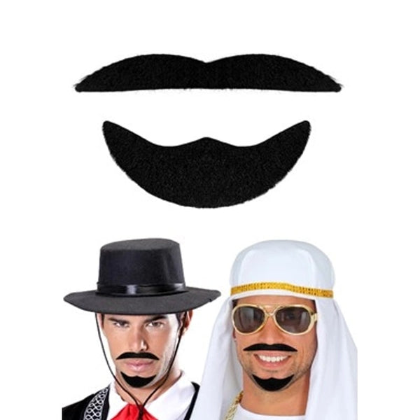 Moustache et barbiche adhésives, noires
