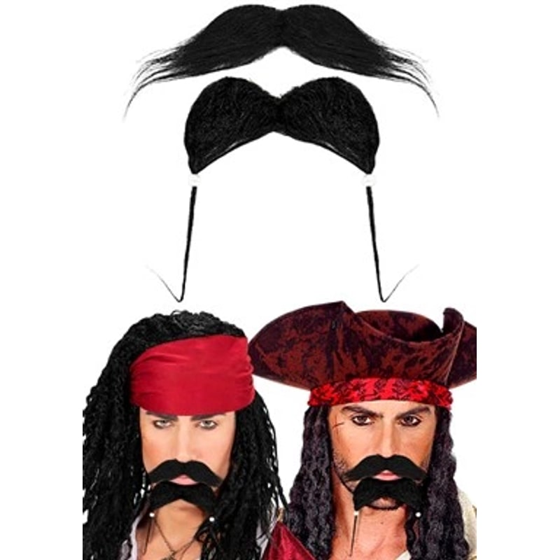 Moustache et barbichette perlée de pirate