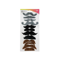 Moustaches adhésives couleurs naturelles, lot de 12