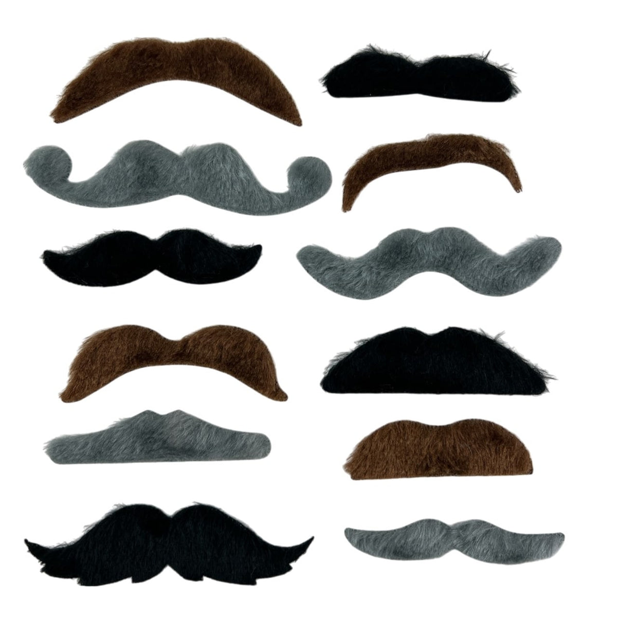 Moustaches adhésives couleurs naturelles, lot de 12 — vue 2