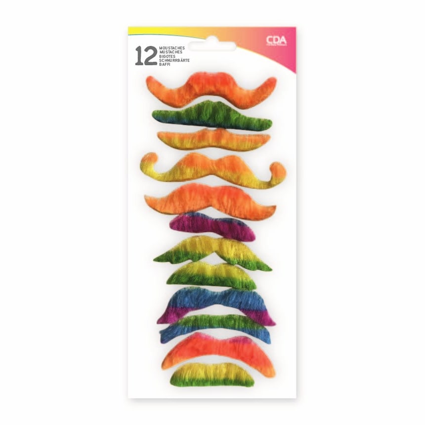Moustaches adhésives néon, lot de 12 — vue 3