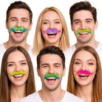 Moustaches adhésives néon, lot de 12 — vue 4