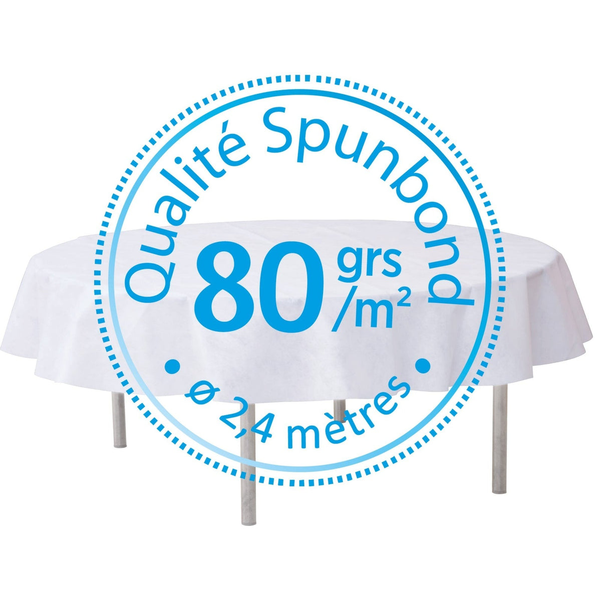 Nappe ronde intissée blanche, 180 ou 240 cm — vue 2