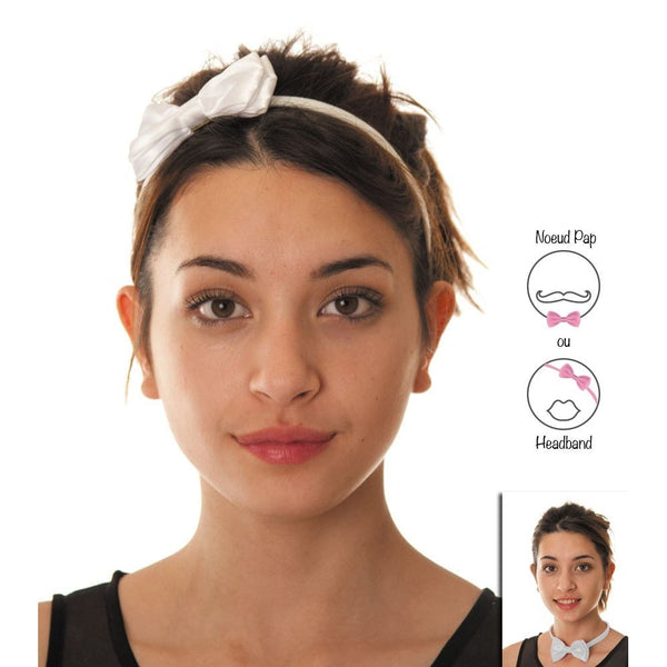 Nœud papillon blanc à élastique, aussi porté en serre-tête