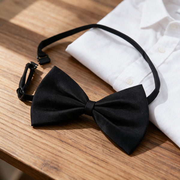 Nœud papillon noir à élastique, aussi porté en serre-tête