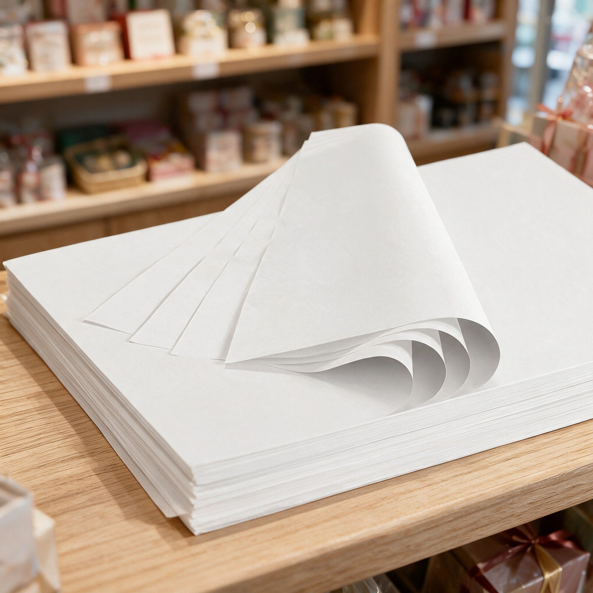 Papier de soie blanc 65 x 100 cm, 22 g, 25 feuilles