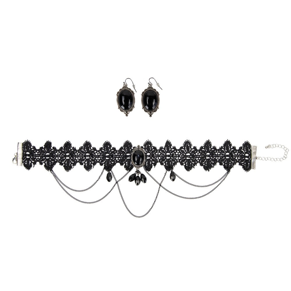 Parure gothique, collier et boucles d'oreilles — vue 2