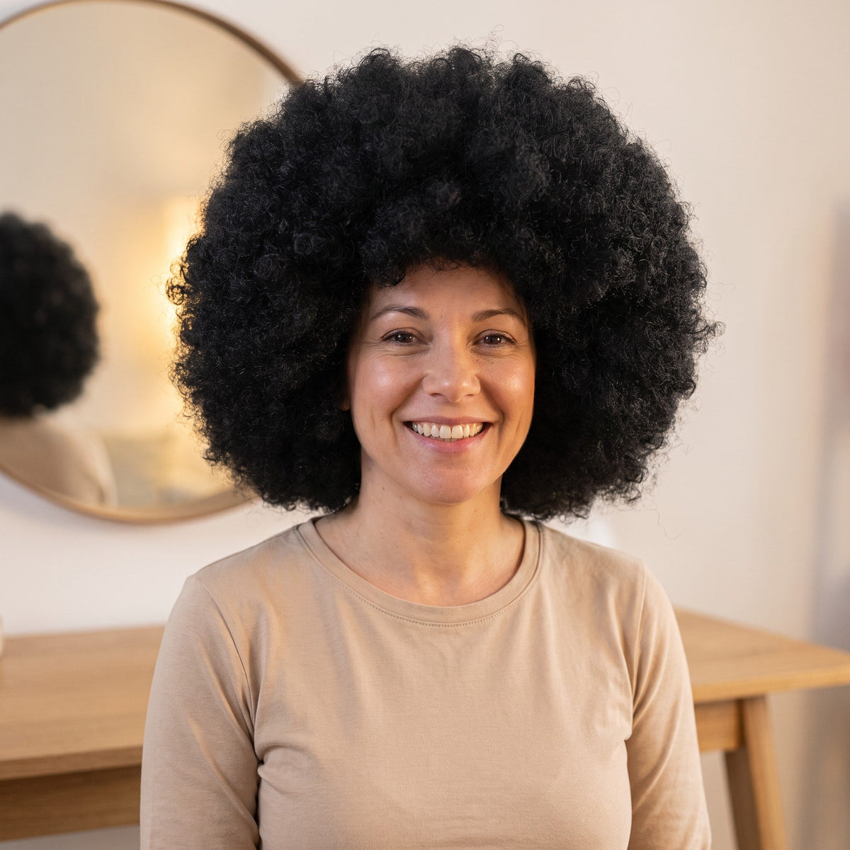 Perruque afro noire volumineuse, taille unique