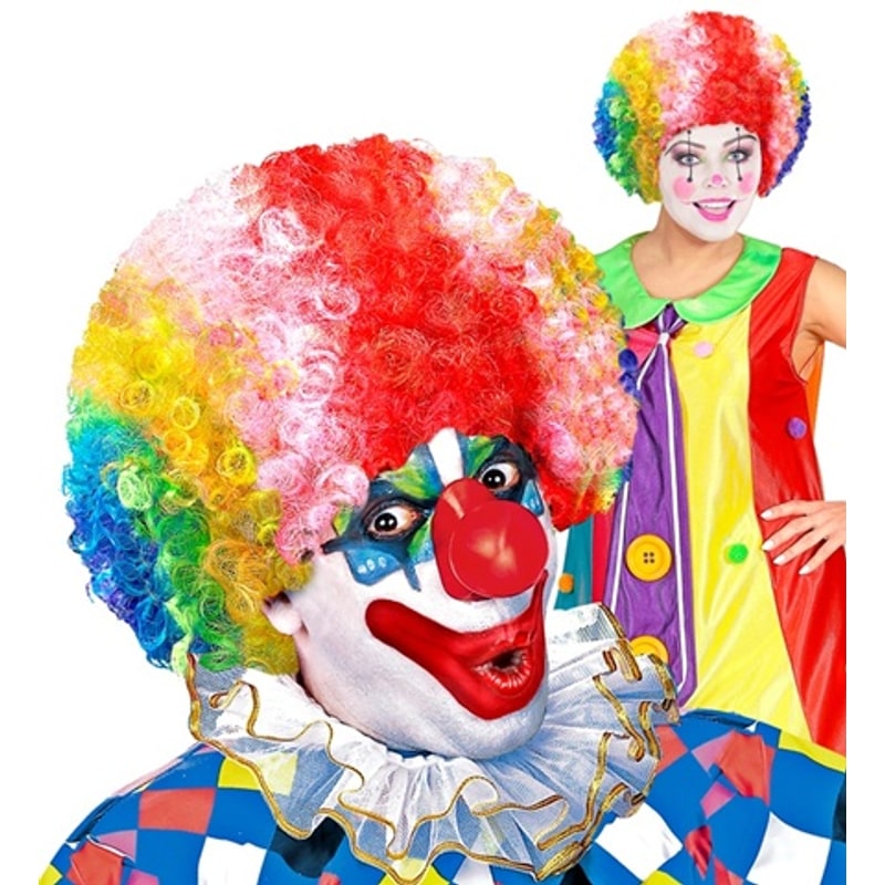 Perruque de clown bouclée multicolore