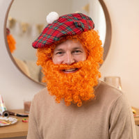 Perruque écossaise rousse frisée avec barbe attachée