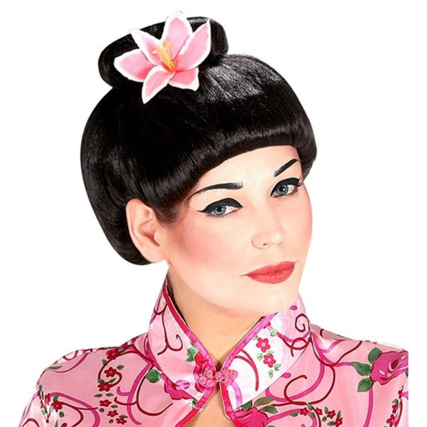 Perruque de geisha avec fleur