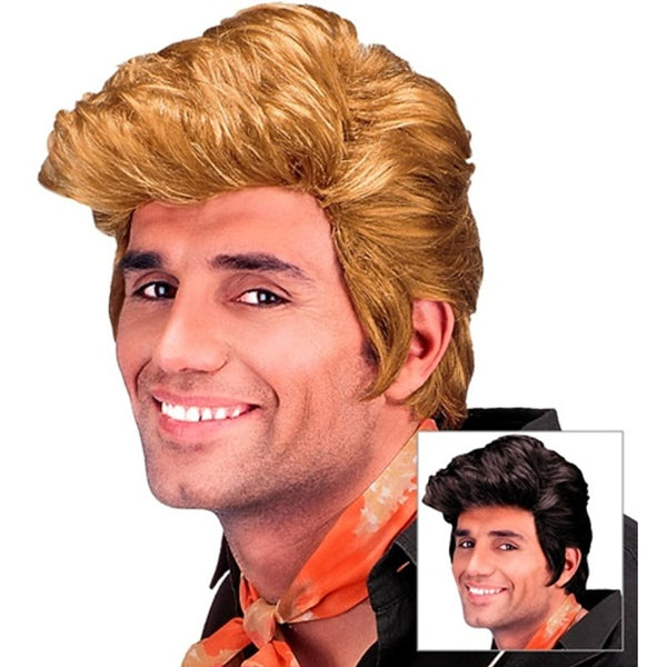 Perruque d'homme ondulée, blonde ou grisonnante