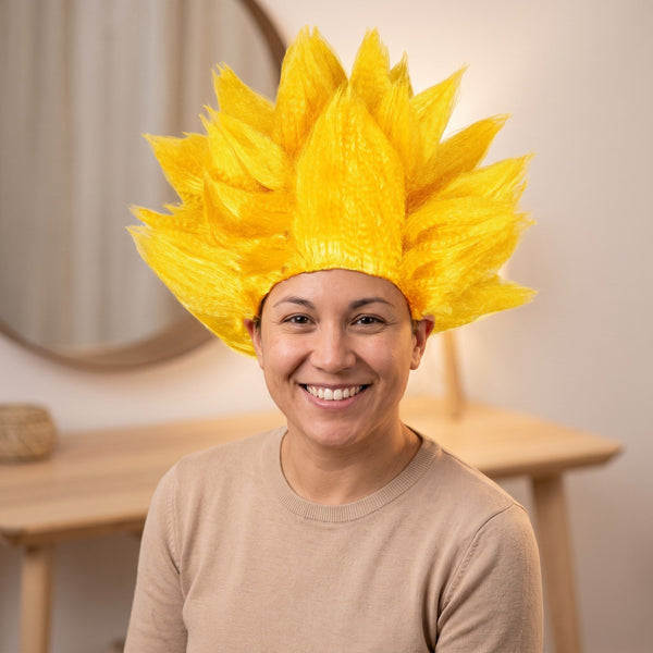 Perruque jaune hérissée, style guerrier de manga