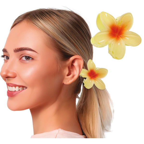 Pince à cheveux fleur jaune