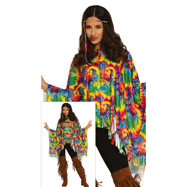 Poncho hippie multicolore, adulte