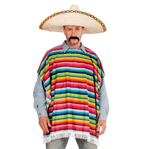 Poncho mexicain multicolore 150 cm, 100 % polyester