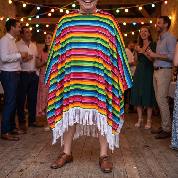 Poncho mexicain multicolore 150 cm, 100 % polyester