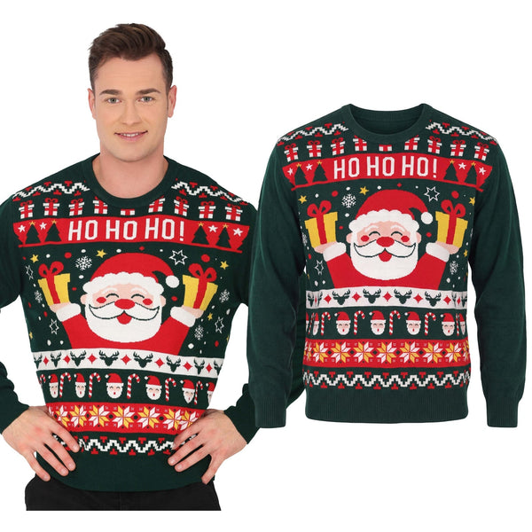 Pull de Noël vert « Ho Ho Ho », taille L