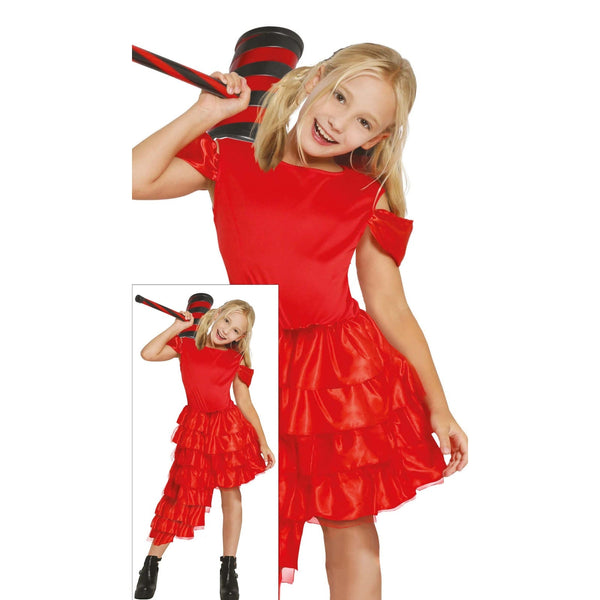 Robe d'arlequine rebelle rouge, fille