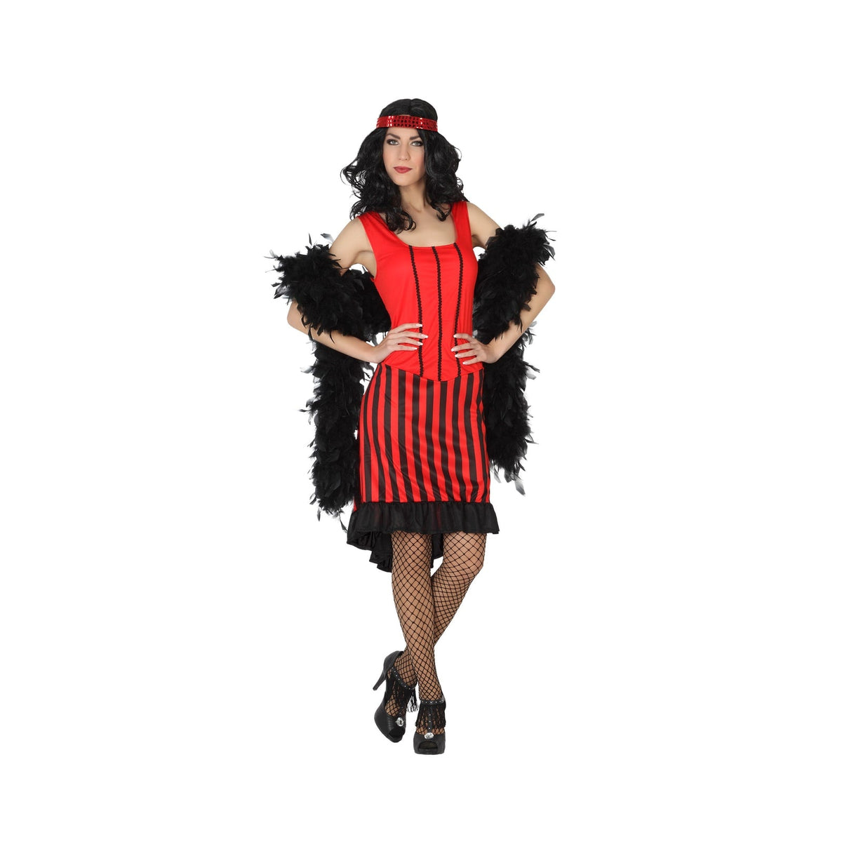 Robe de cabaret rouge et noire, femme
