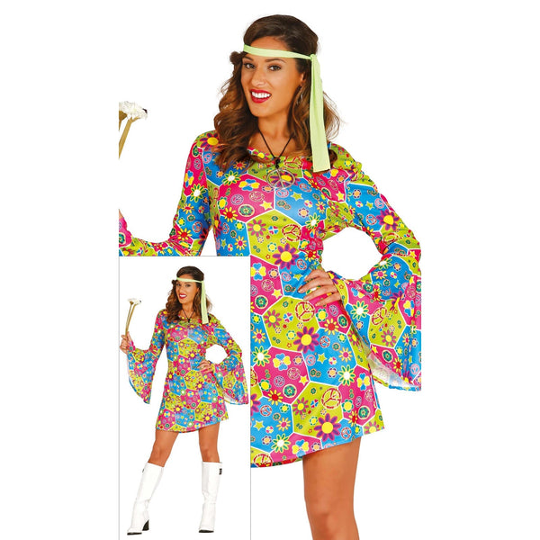 Robe hippie courte à fleurs, femme