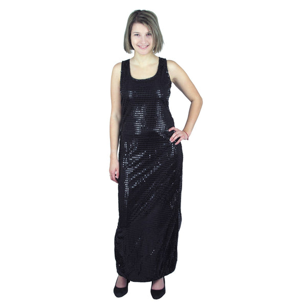 Robe longue à sequins noirs, femme