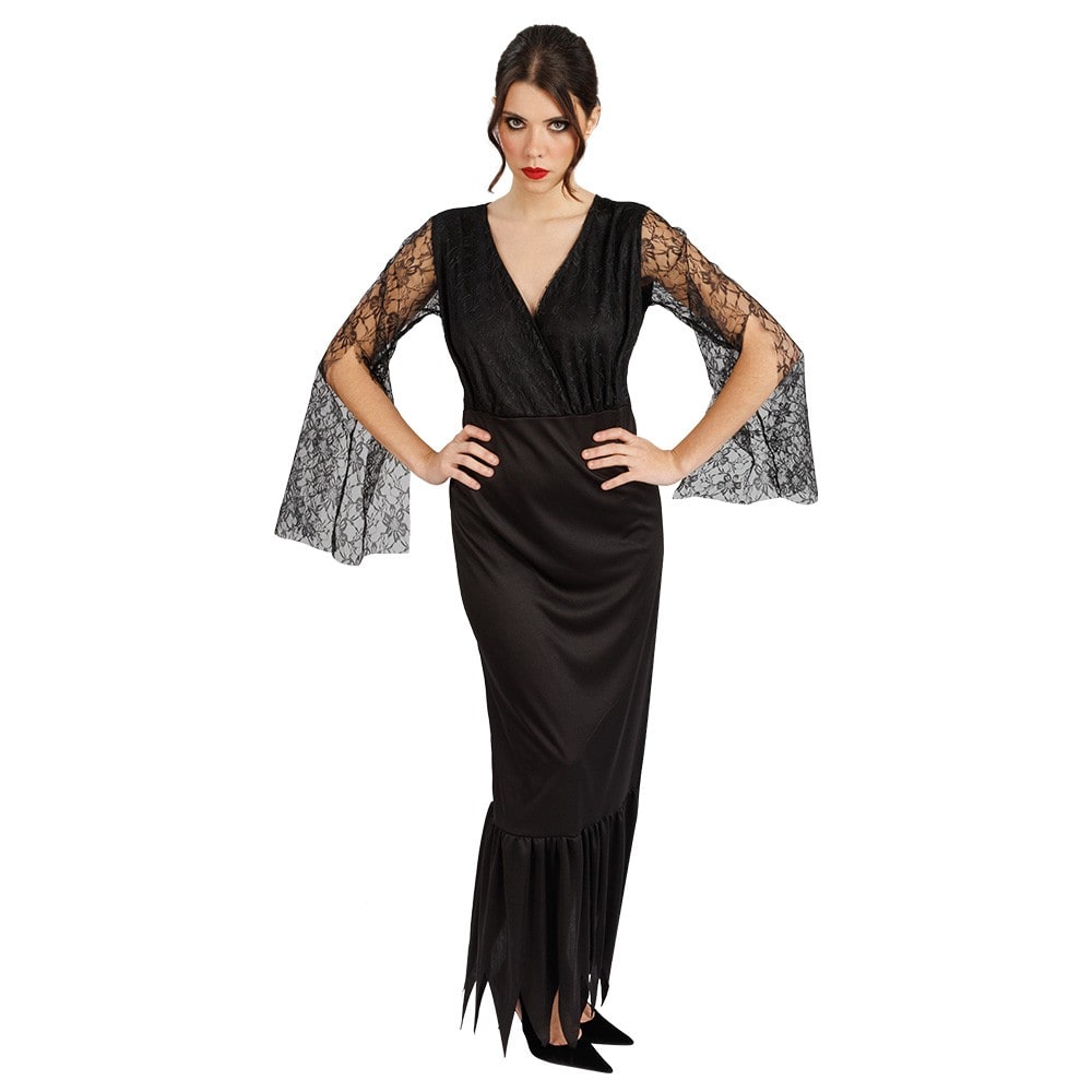 Robe de sorcière en dentelle noire, adulte