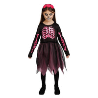 Robe de squelette rose, fille 5-6 ans