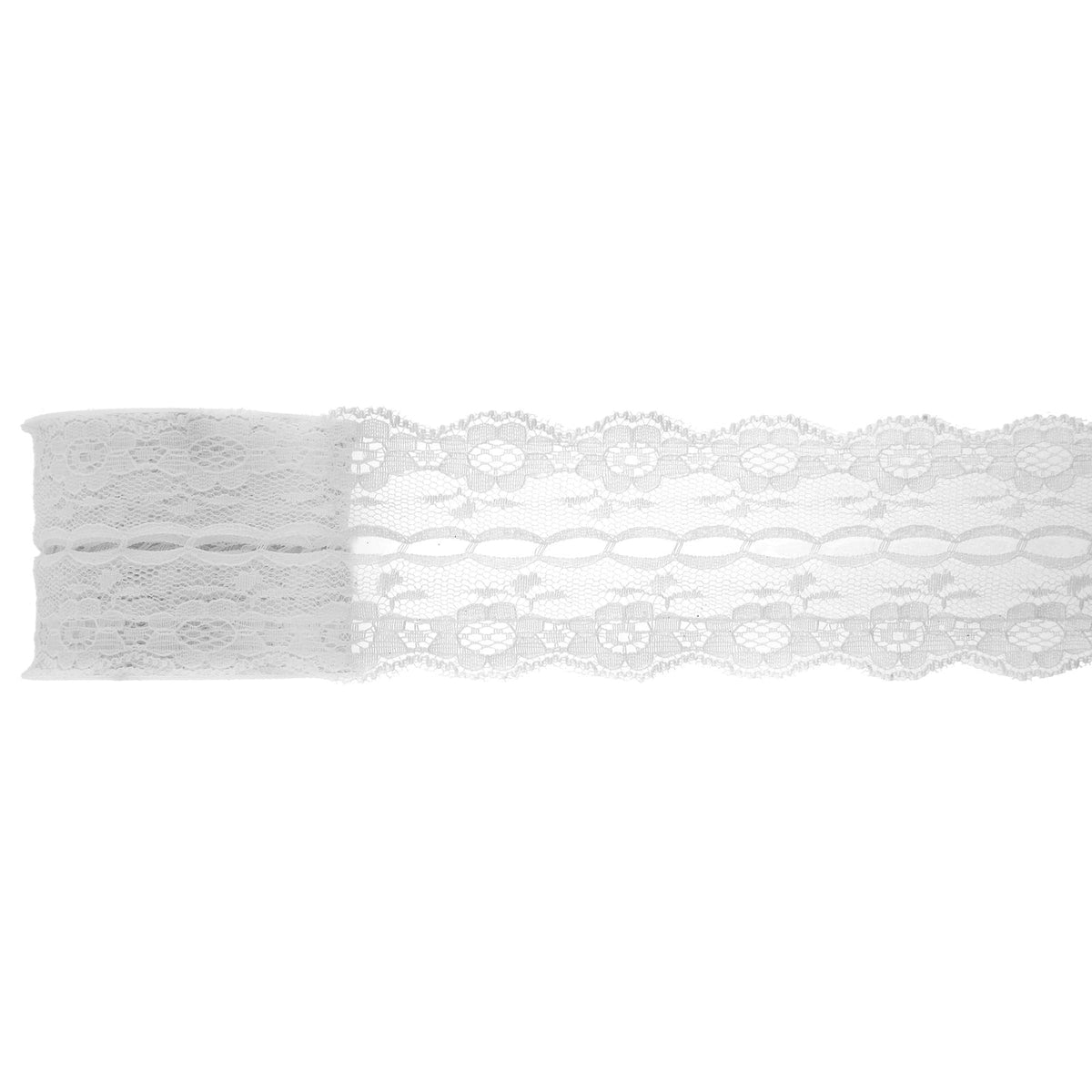 Ruban dentelle 5 cm, 3 m, blanc ou ivoire