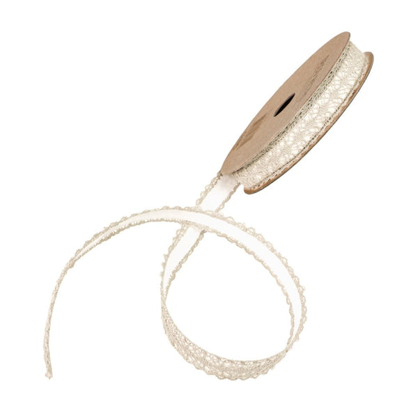 Ruban dentelle adhésif ivoire, 1 cm x 2 m