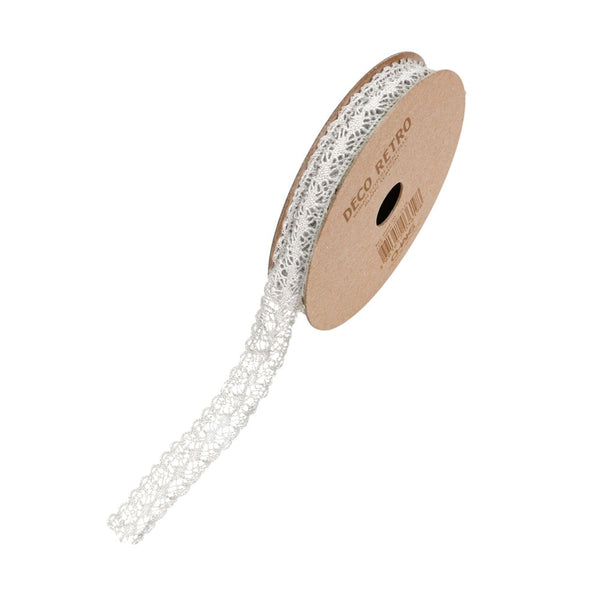 Ruban dentelle de coton blanc, 1 cm x 2 m
