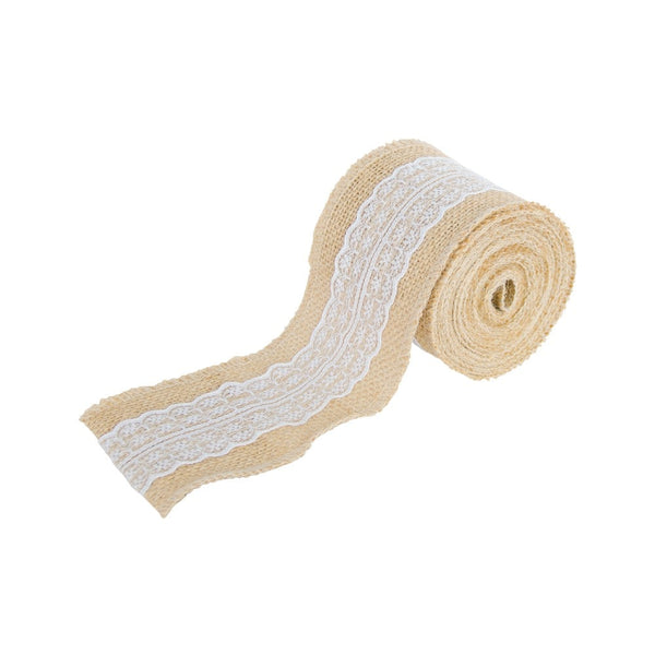 Ruban de jute et dentelle, 8 cm x 5 m